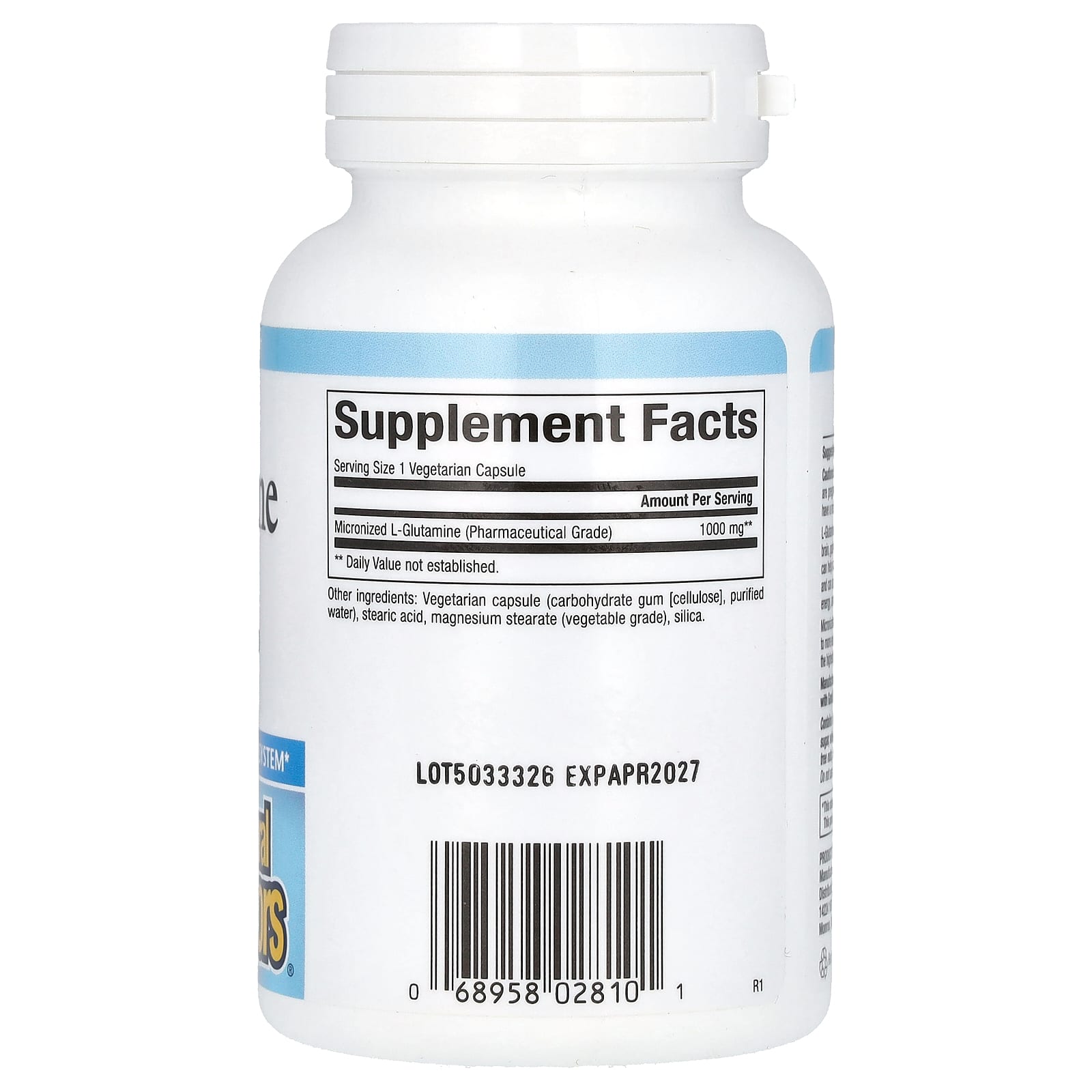 L-глютамин Natural Factors Micronized L-Glutamine, 1000 мг, 90 растительных капсул — фото 2