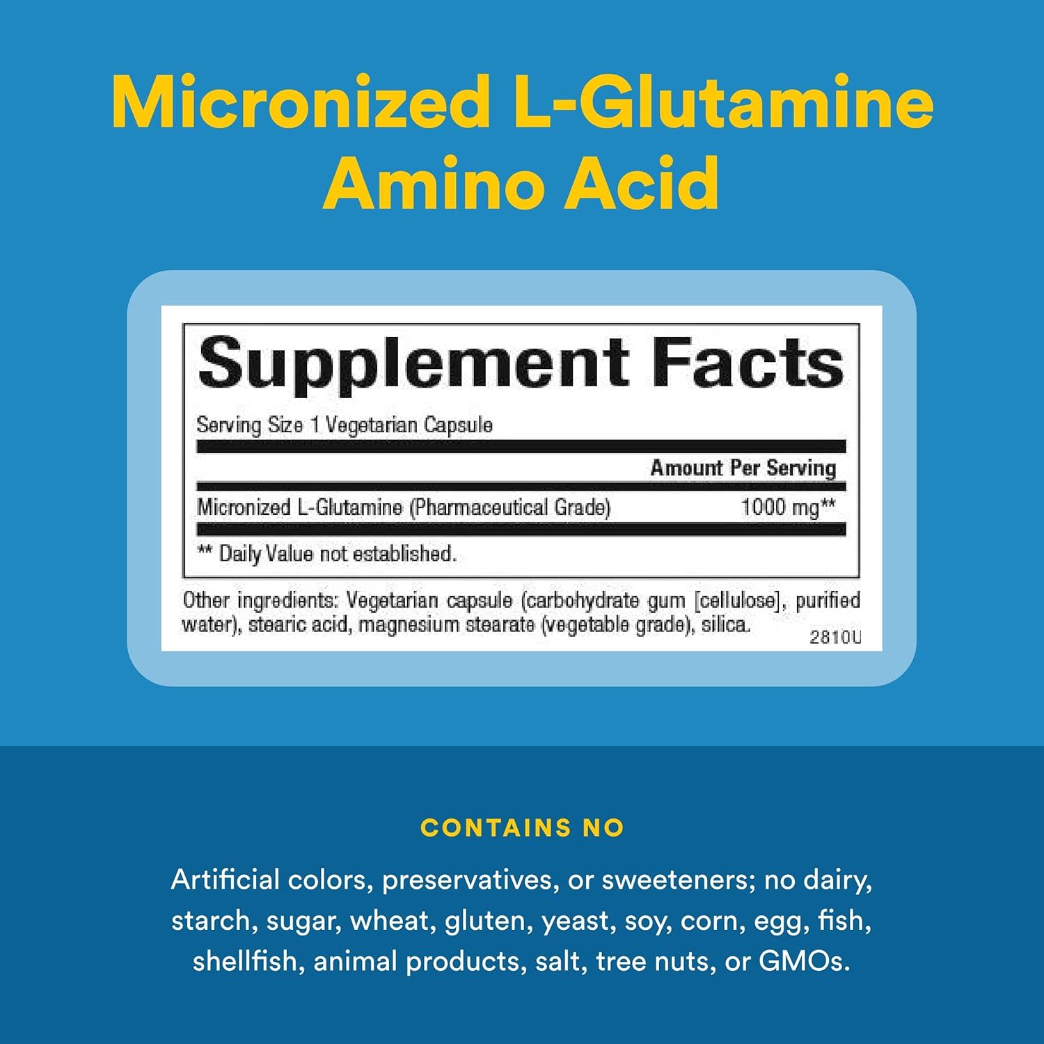 L-глютамин Natural Factors Micronized L-Glutamine, 1000 мг, 90 растительных капсул — фото 3
