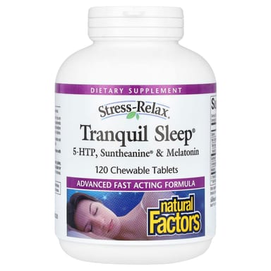 Мелатонин Natural Factors Stress-Relax Tranquil Sleep 5-HTP Suntheanine &, 120 жевательных таблеток
