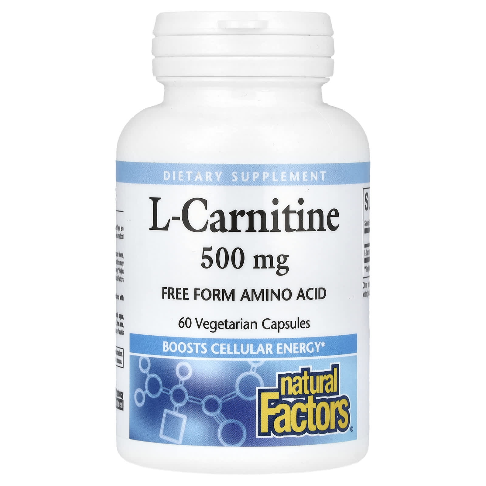 L-карнитин Natural Factors L-Carnitine, 500 мг, 60 растительных капсул