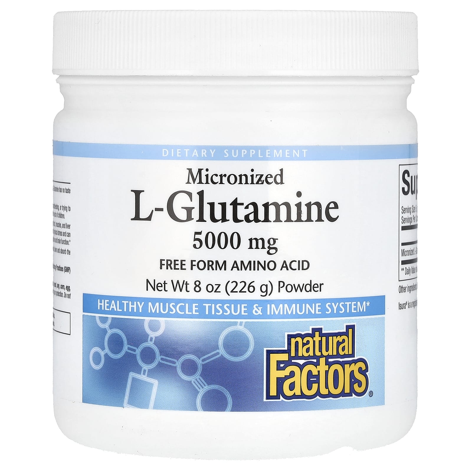 L-глютамин Natural Factors Micronized L-Glutamine, 226 г, порошок