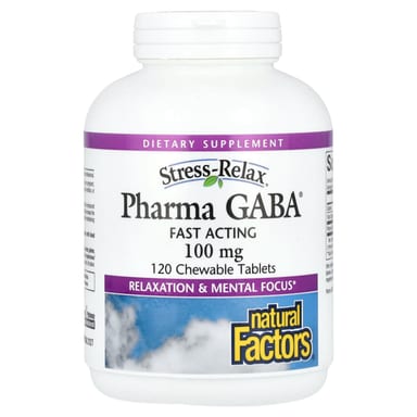 ГАМК Natural Factors Stress-Relax® Pharma®, 100 мг, 120 жевательных таблеток