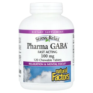 Фото товара: ГАМК Natural Factors Stress-Relax® Pharma®, 100 мг, 120 жевательных таблеток