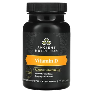 Витамин D Ancient Nutrition, 125 мкг (5000 МЕ), 60 капсул