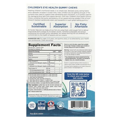 Детский Nordic Naturals Eye Health Gummies Zero Sugar -12 Strawberry Lemonade, оттенок 30 Gummy Chews, для детей от 2 лет, жевательные пастилки