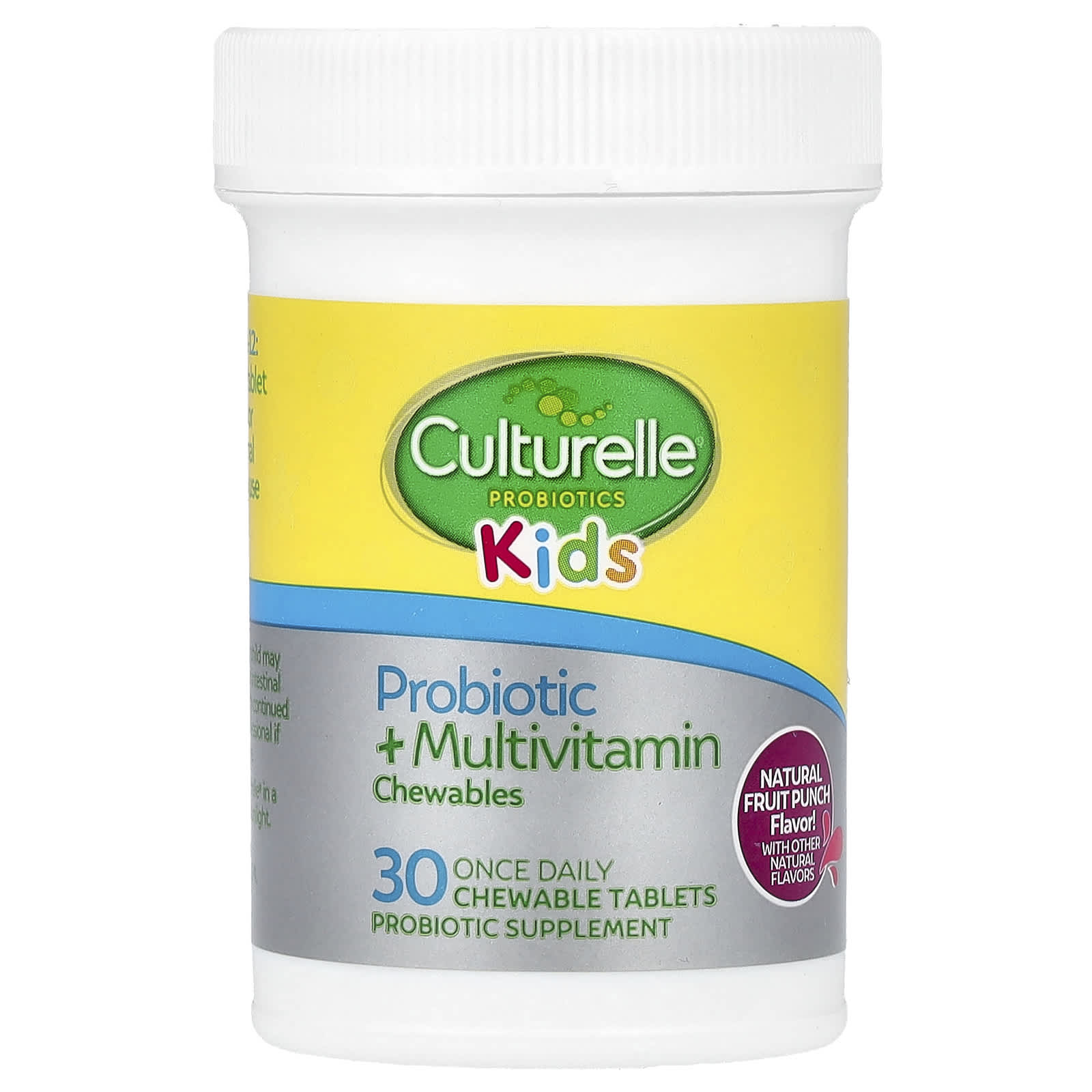 Детский пробиотик Culturelle Multivitamin Chewables 3+ Years, вкус Natural Fruit Punch, 30 жевательных таблеток