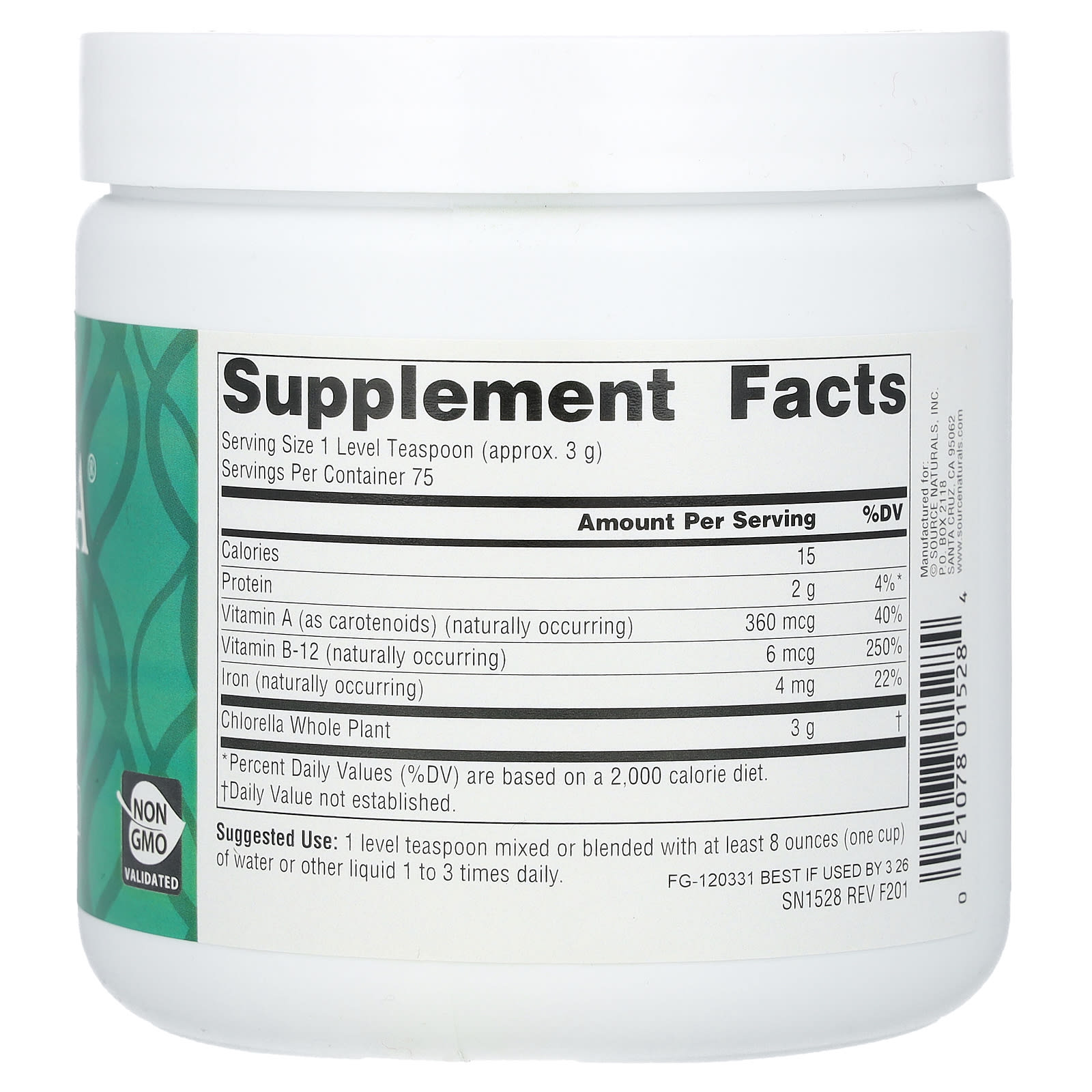 Хлорелла Source Naturals Yaeyama®, 226.8 г — фото 2