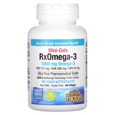Омега-3 RxOmega Natural Factors RxOmega-3 Mini-Gels, 530 мг, 60 мягких капсул