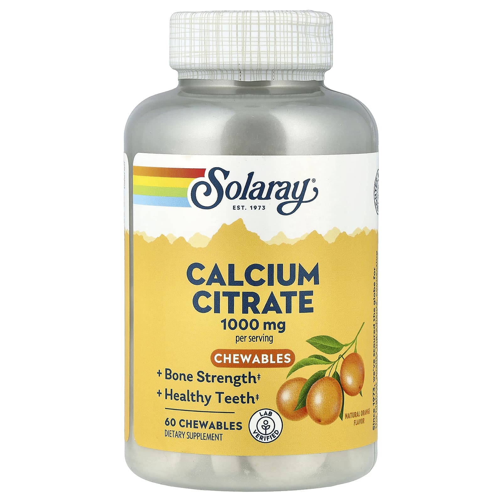 Цитрат кальция Solaray Chewables, вкус Natural Orange, 60 жевательных таблеток