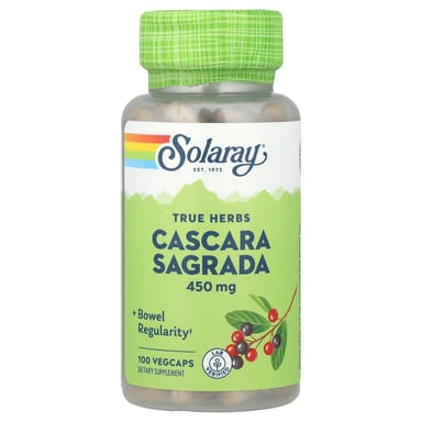 Каскара саграда Solaray True Herbs, 450 мг, 100 растительных капсул