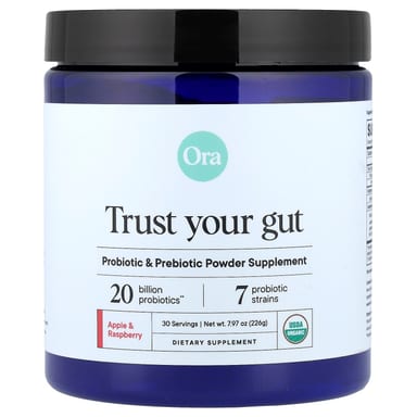 Добавка Ora Trust Your Gut Probiotic & Prebiotic Powder, вкус Organic Apple & Raspberry, 226 г, порошок