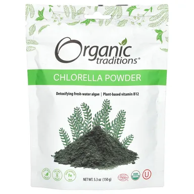 Фото товара: Хлорелла Organic Traditions Powder, 150 г, порошок