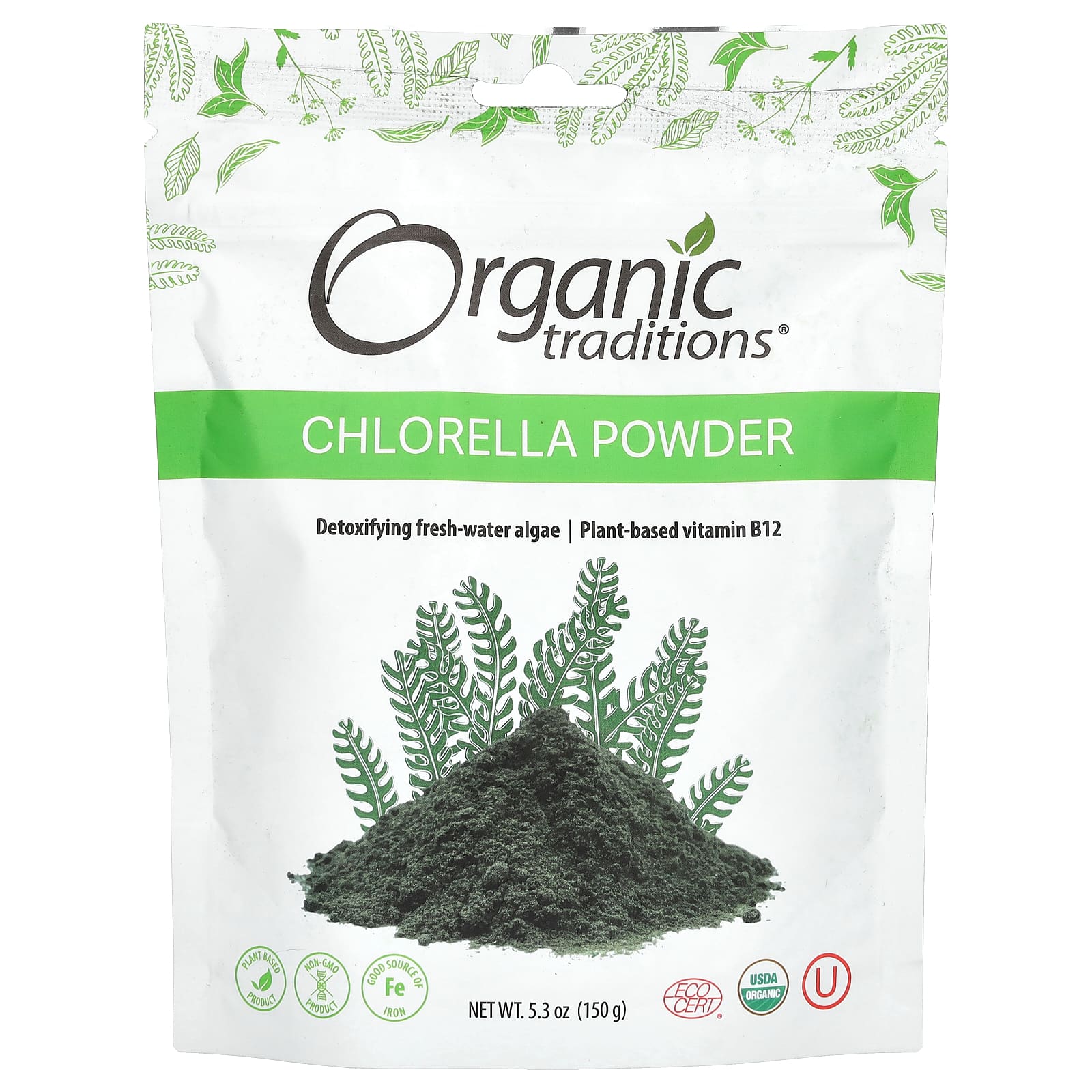 Хлорелла Organic Traditions Powder, 150 г, порошок