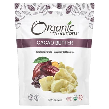 Масло какао (сырое) Organic Traditions, 227 г
