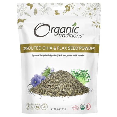 Порошок Organic Traditions Sprouted Chia & Flax Seed, 454 г