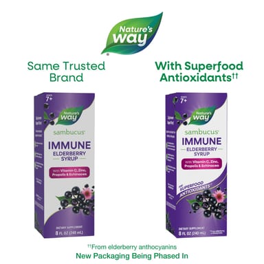 Бузина Nature's Way Sambucus®, вкус Immune Elderberry Syrup, для детей от 7 лет, 240 мл