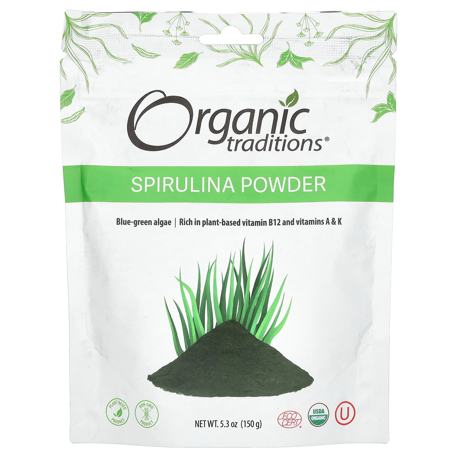 Спирулина Organic Traditions Powder, 150 г, порошок