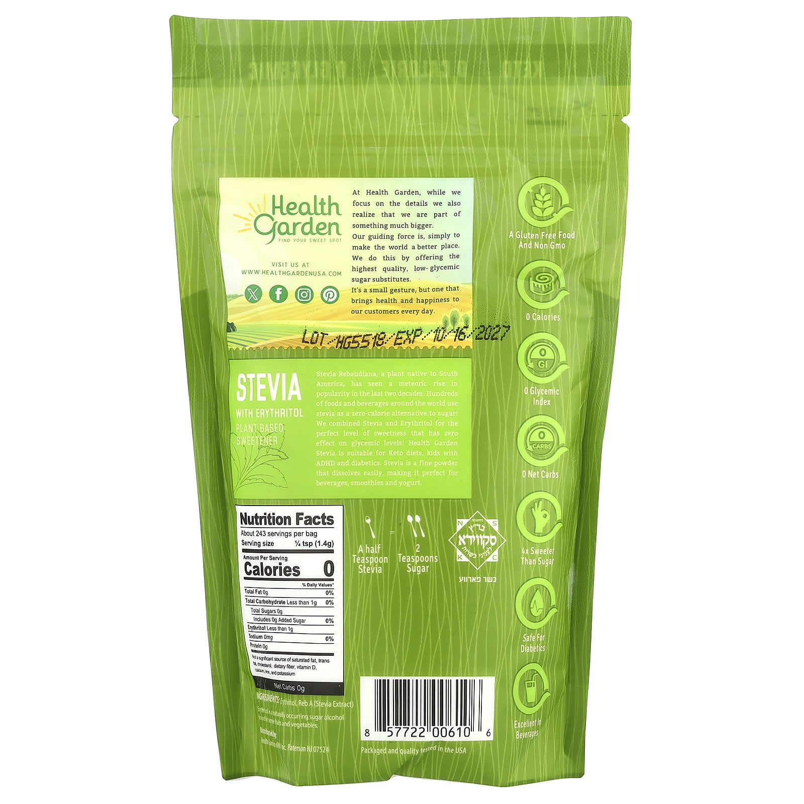 Эритритол Health Garden Stevia, 341 г — фото 2