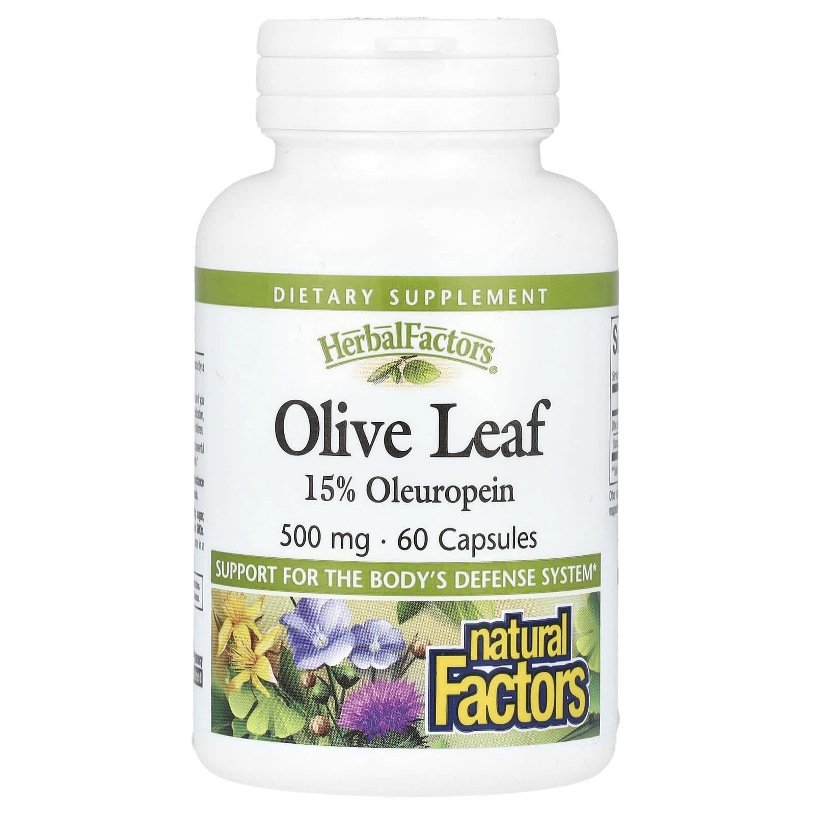 Экстракт листьев оливы Natural Factors HerbalFactors, 500 мг, 60 капсул