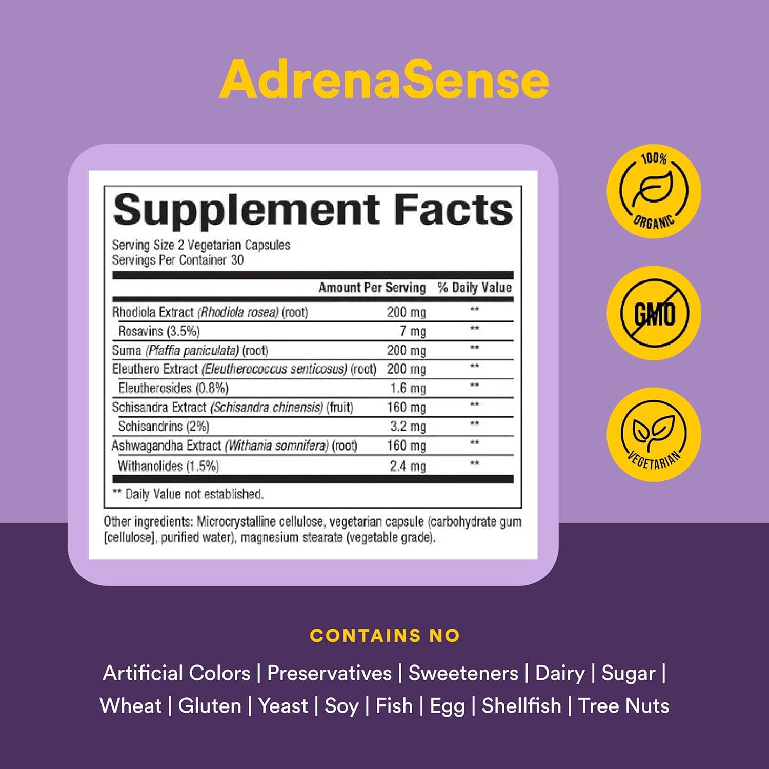 Комплекс Natural Factors Womensense® AdrenaSense® Adrenal, 60 растительных капсул — фото 3