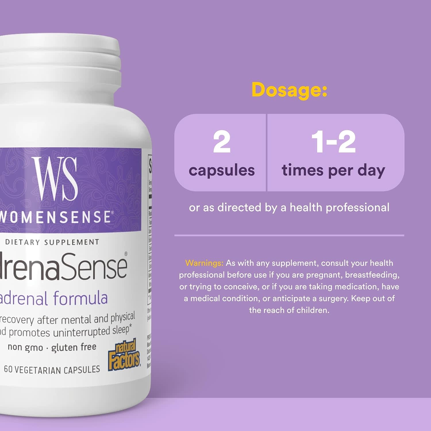 Комплекс Natural Factors Womensense® AdrenaSense® Adrenal, 60 растительных капсул — фото 4