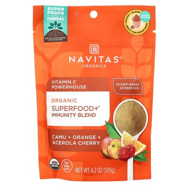 Витамин C Navitas Organics Organic Superfood+® Immunity Blend Powerhouse, вкус Camu Orange Acerola Cherry, 120 г