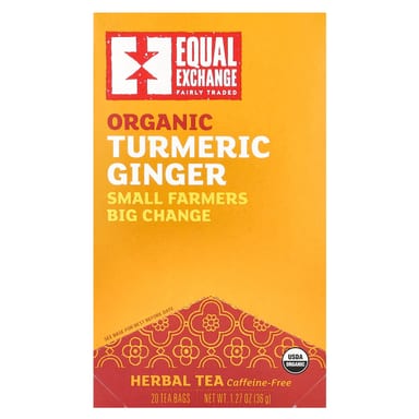 Травяной чай Equal Exchange Organic Turmeric Ginger 20 Tea Bags, без кофеина, 36 г, чайные пакетики