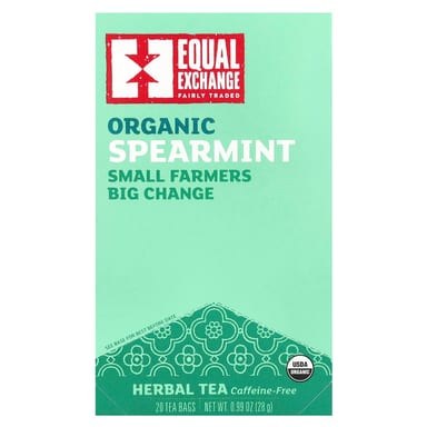Травяной чай Equal Exchange Organic Spearmint 20 Tea Bags, без кофеина, 28 г, чайные пакетики