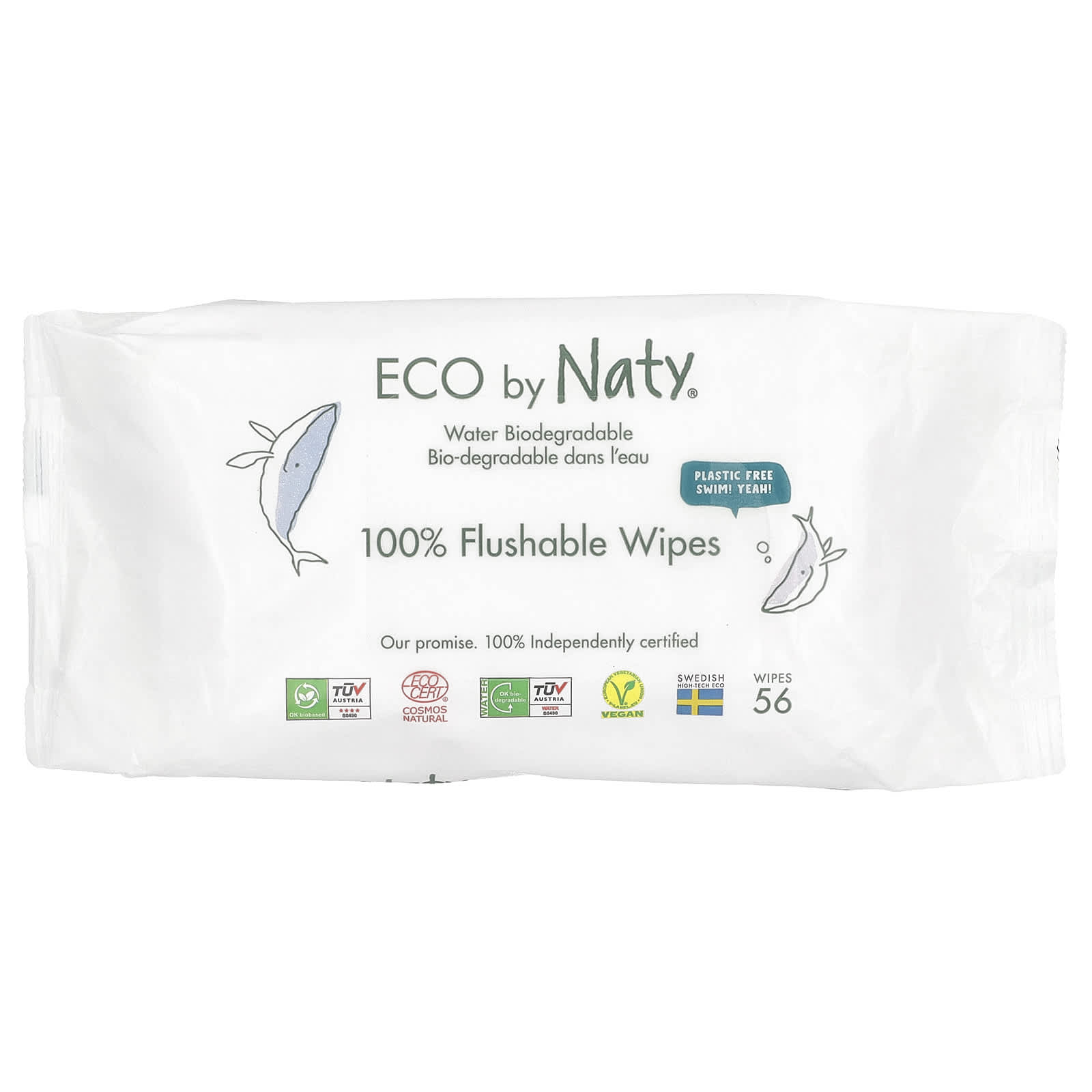 Салфетки Naty 100% Flushable 56