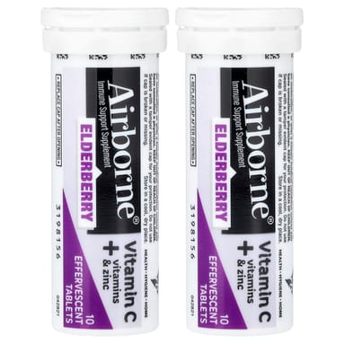 Бузина AirBorne Immune Support Supplement, вкус Elderberry, 2 тубы, таблетки