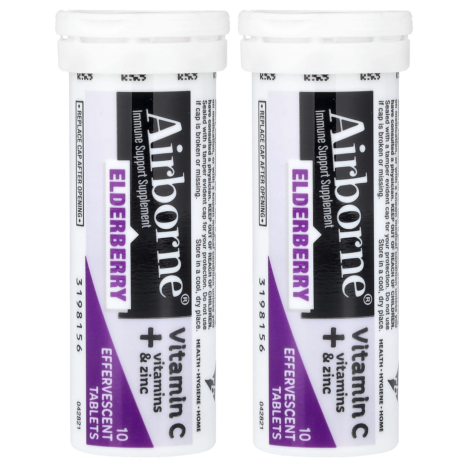 Бузина AirBorne Immune Support Supplement, вкус Elderberry, 2 тубы, таблетки