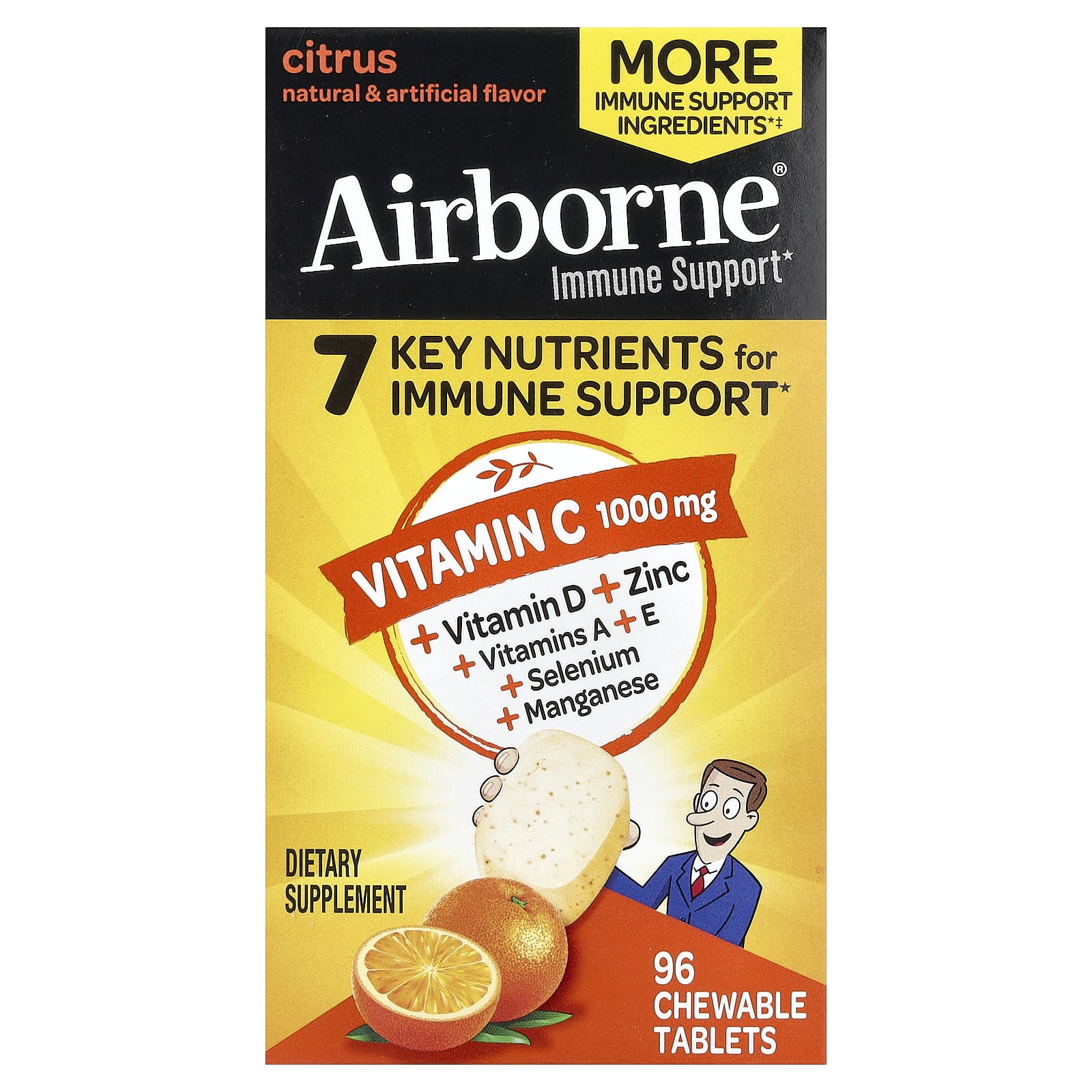 Поддержка иммунитета AirBorne Immune, оттенок Citrus, 96 жевательных таблеток — фото 2