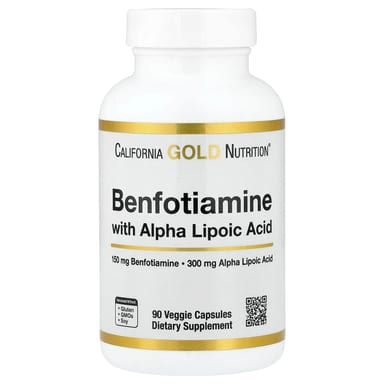 Альфа-липоевая кислота California Gold Nutrition Benfotiamine, 90 растительных капсул