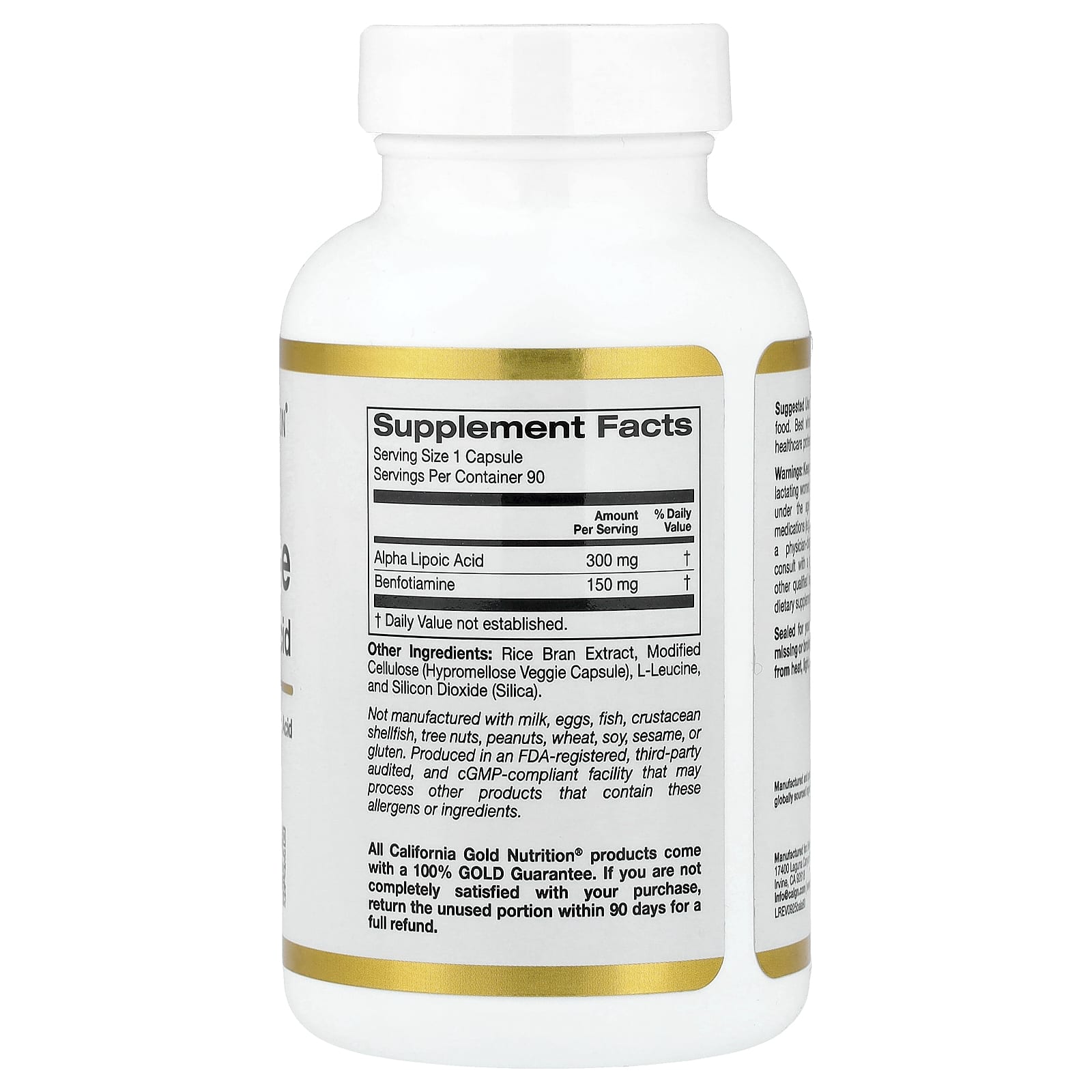 Альфа-липоевая кислота California Gold Nutrition Benfotiamine, 90 растительных капсул — фото 6
