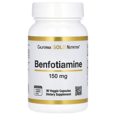 Бенфотиамин California Gold Nutrition with L-Leucine, 150 мг, 90 растительных капсул