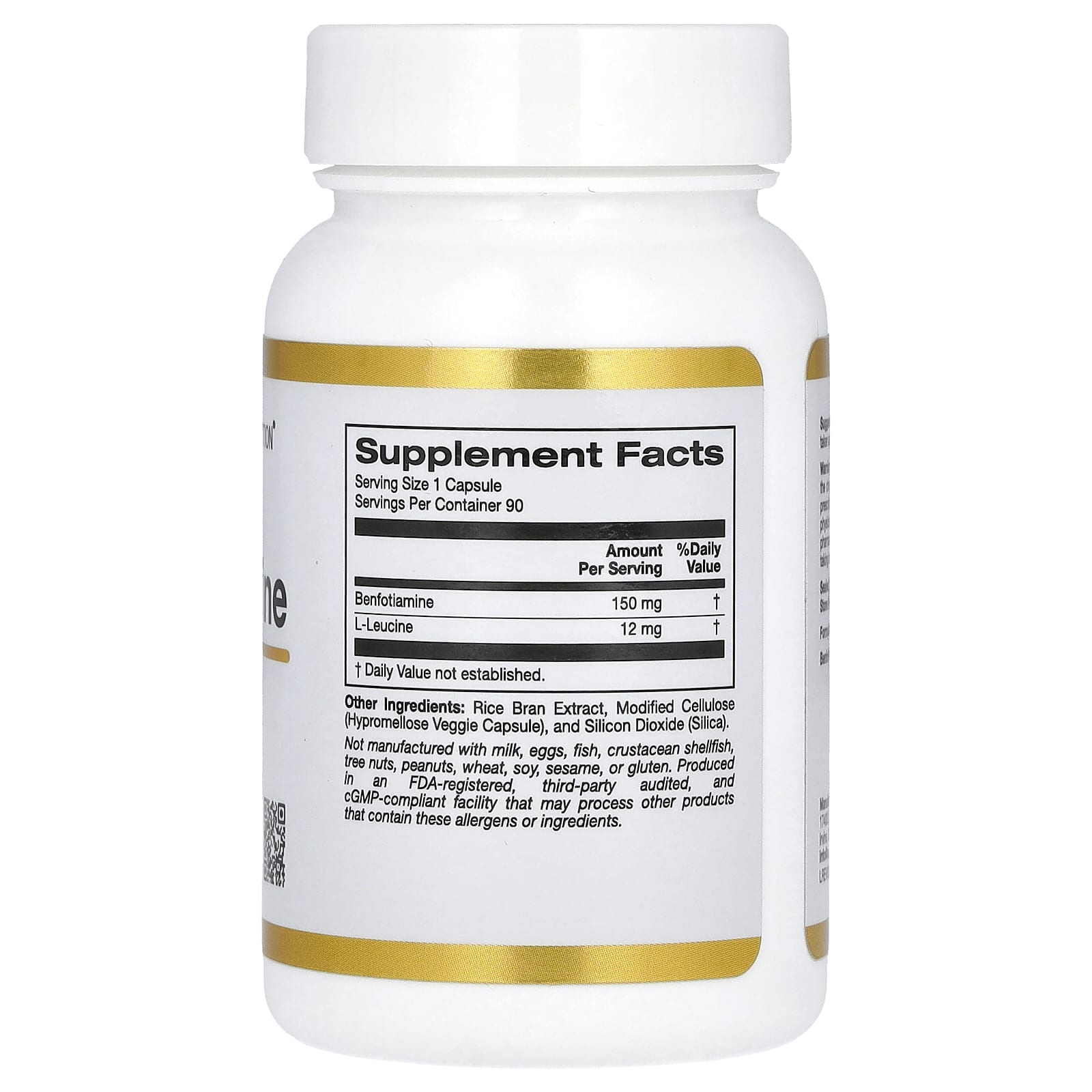 Бенфотиамин California Gold Nutrition with L-Leucine, 150 мг, 90 растительных капсул — фото 2
