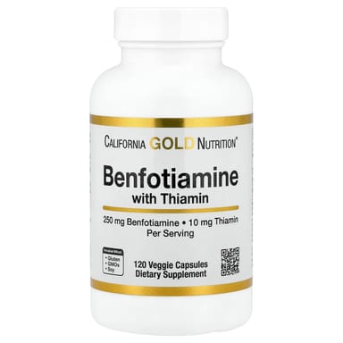 Бенфотиамин California Gold Nutrition with Thiamine, 250 мг, 120 растительных капсул