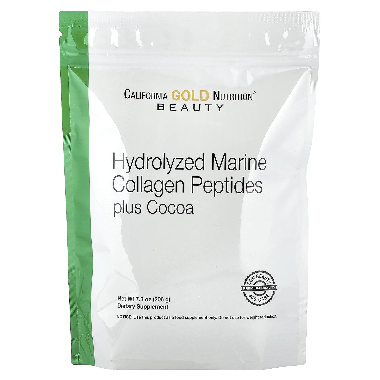 Коллаген California Gold Nutrition Hydrolyzed Marine Peptides with Cocoa, 206 г — фото 3