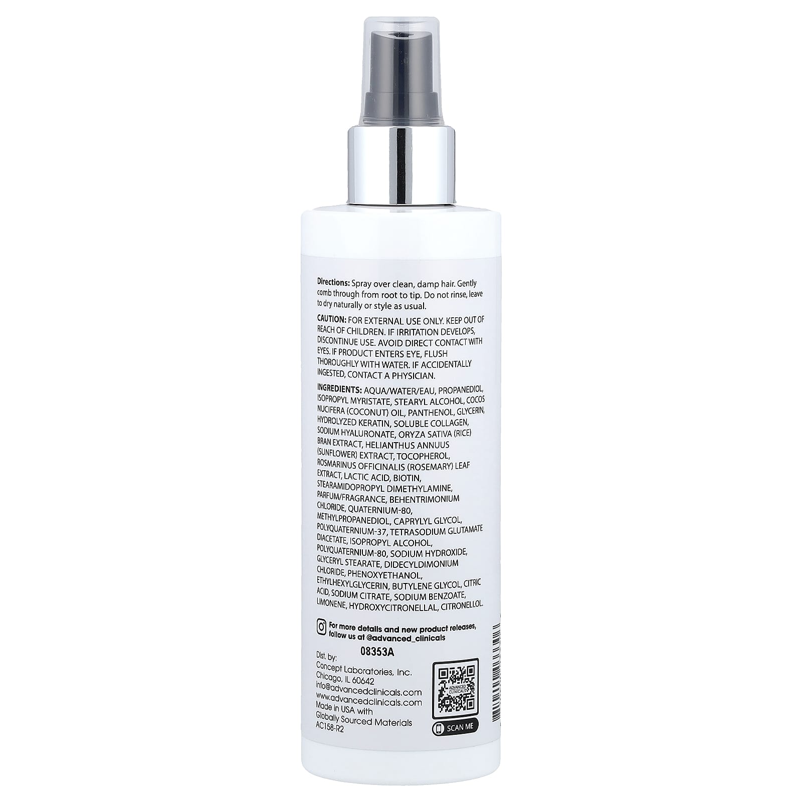 Несмываемый кондиционер Advanced Clinicals Keratin Smooth & Shine, 237 мл — фото 2
