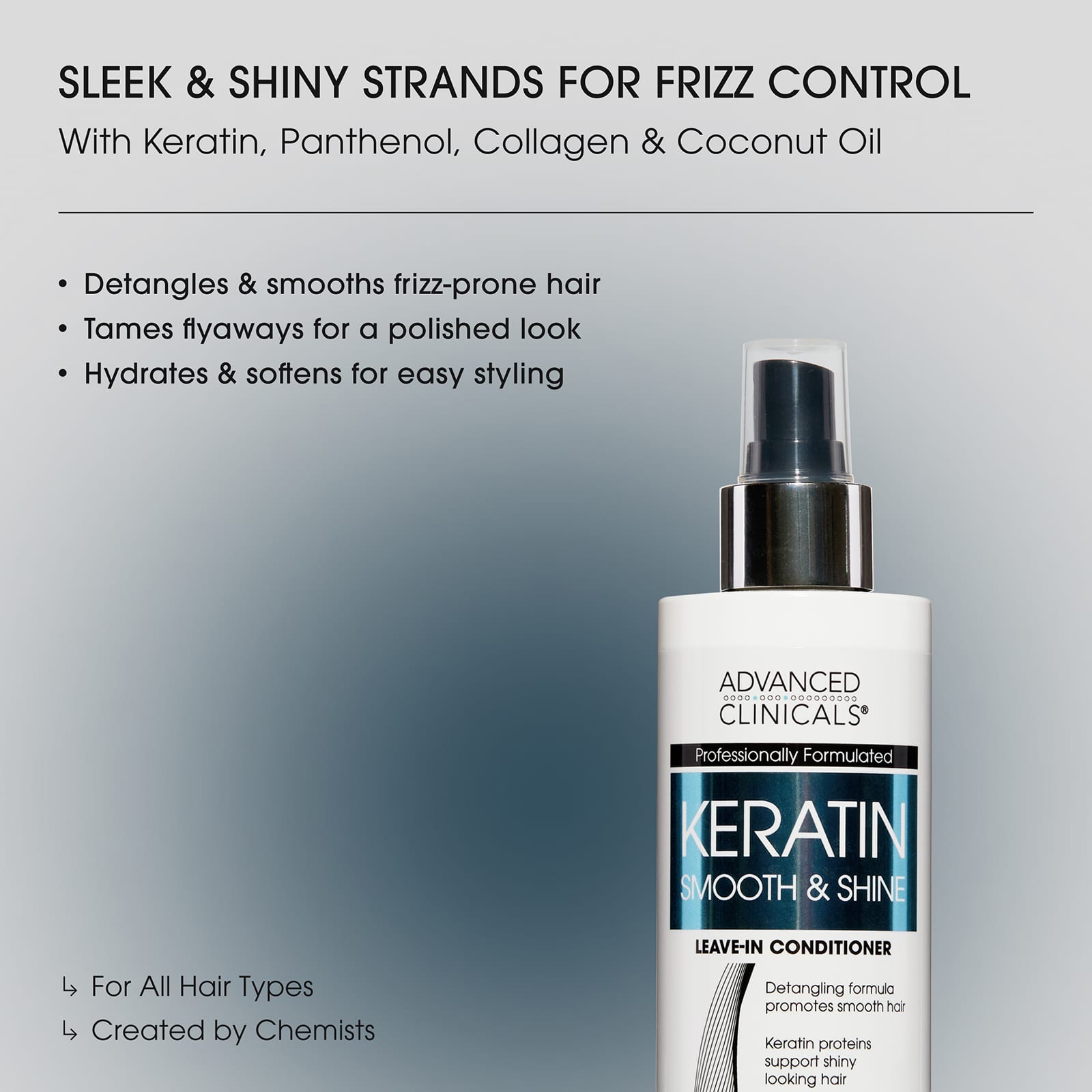 Несмываемый кондиционер Advanced Clinicals Keratin Smooth & Shine, 237 мл — фото 3