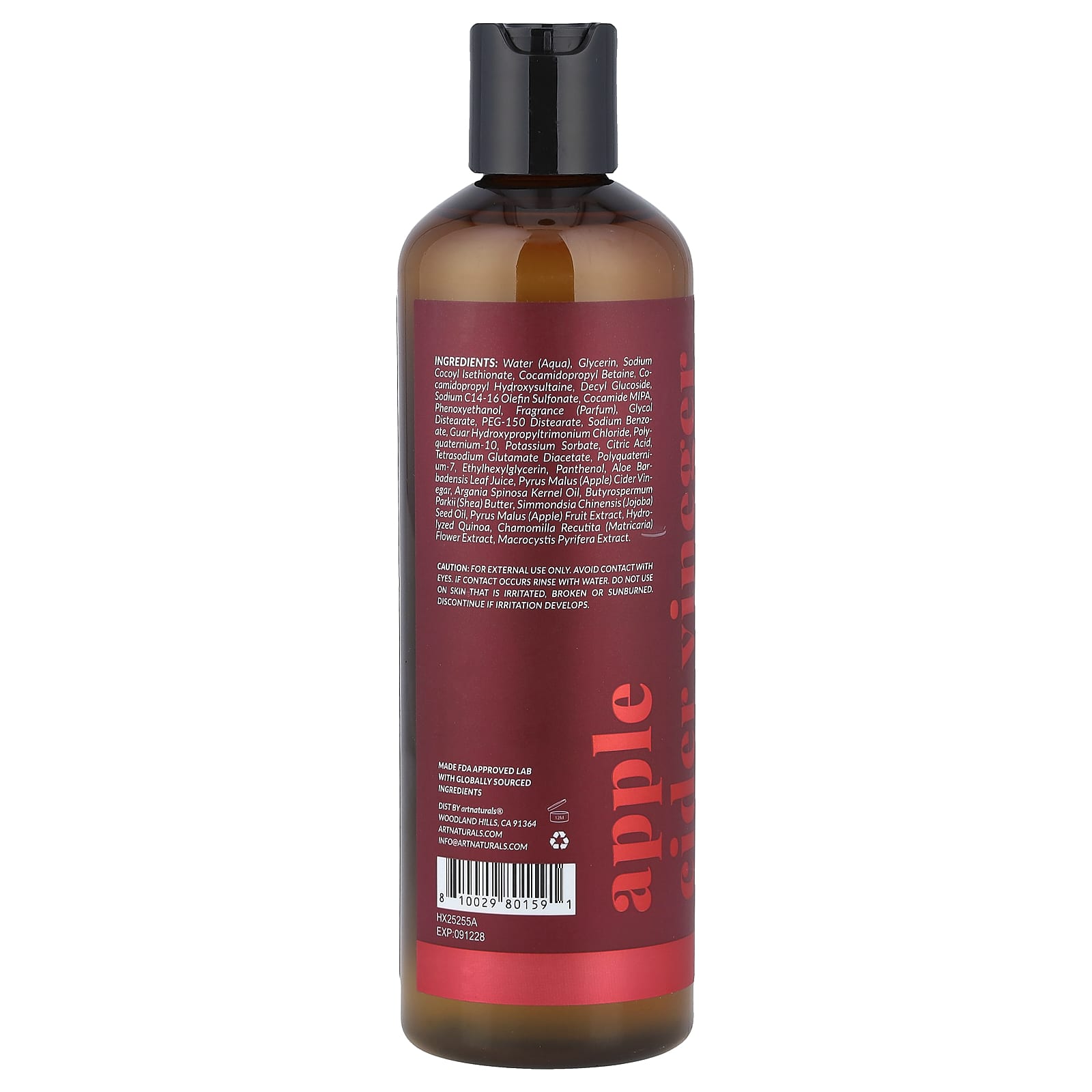 Яблочный уксус artnaturals Thickening For All Hair Types, вкус Apple Cider Vinegar Shampoo, 354 мл — фото 2