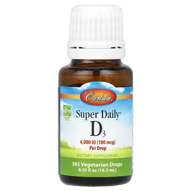 Витамин D3 Carlson Super Daily®, 100 мкг (4000 МЕ), 10.3 мл