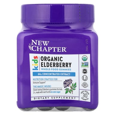 Бузина New Chapter Organic Whole-Food Gummies 30 Vegan Gummies, для детей от 2 лет, жевательные пастилки