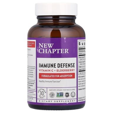 Бузина New Chapter Immune Defense, вкус Vitamin C Elderberry, 30 растительных таблеток