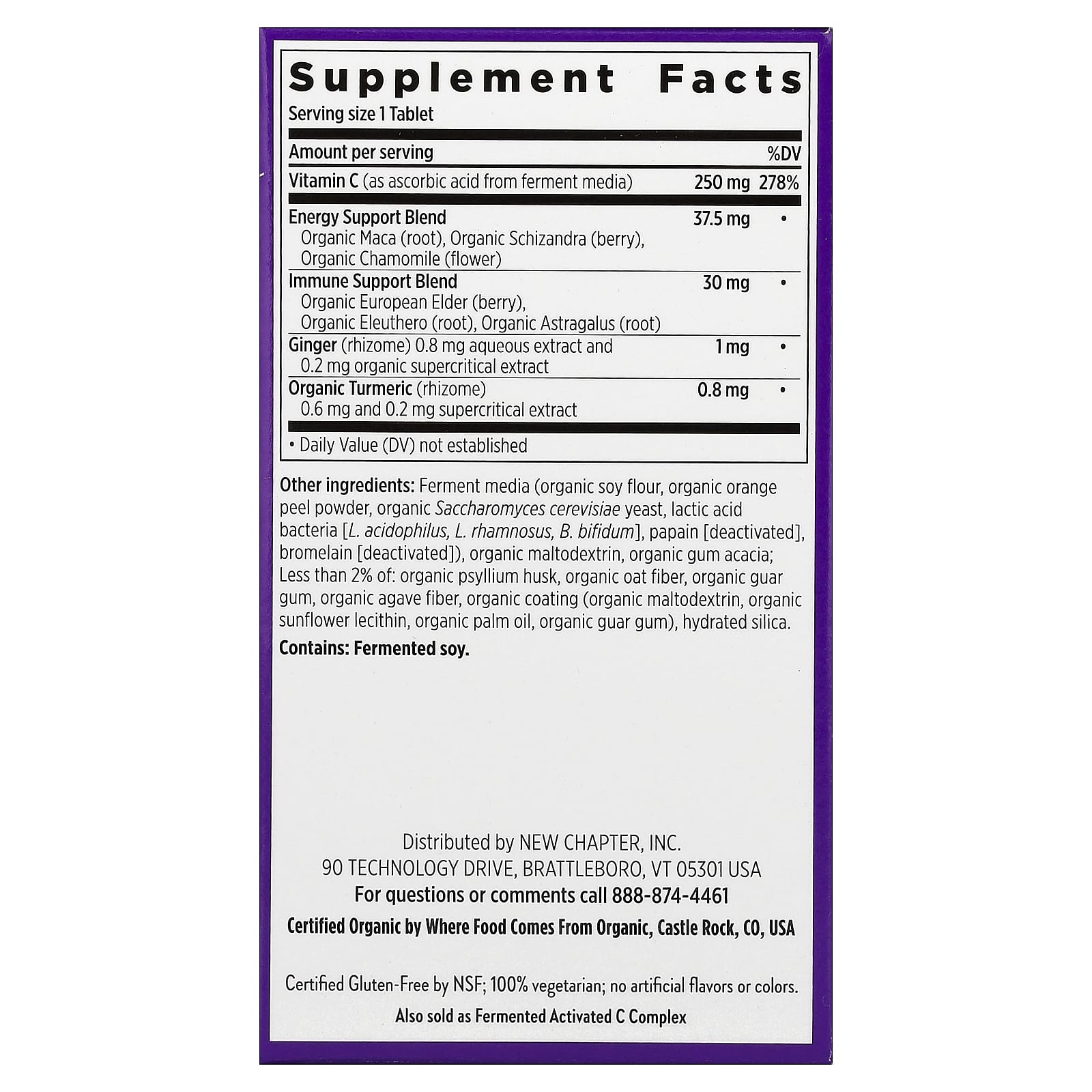 Бузина New Chapter Immune Defense, вкус Vitamin C Elderberry, 30 растительных таблеток — фото 3