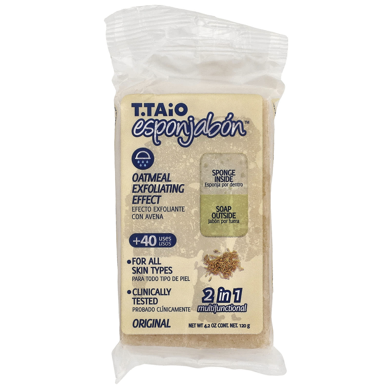 Овсянка T. Taio Soap Bar With Sponge Inside, 120 г, мыло