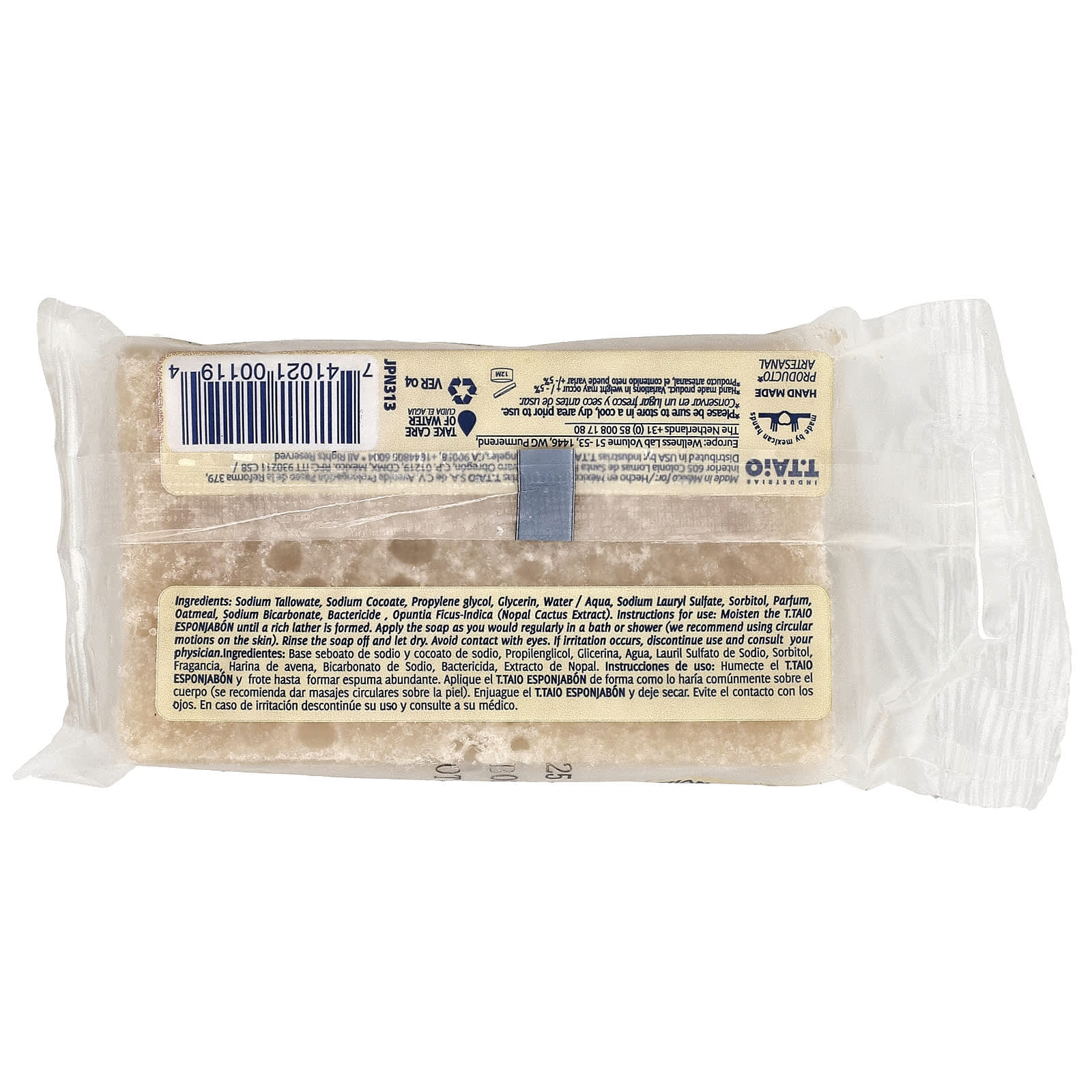 Овсянка T. Taio Soap Bar With Sponge Inside, 120 г, мыло — фото 4