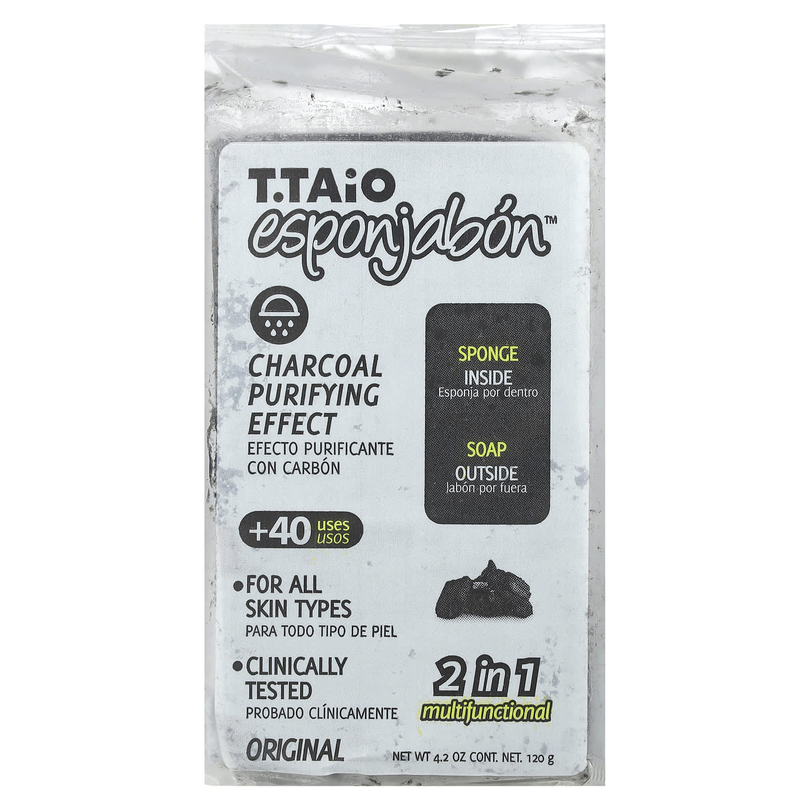 Мыло T. Taio Soap With Sponge Inside Original Charcoal, 120 г