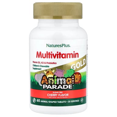 Детские жевательные мультивитамины NaturesPlus Animal Parade® Gold, вкус Cherry, 60 жевательных таблеток в форме животных