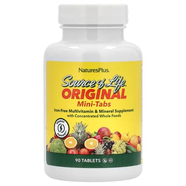 Мультивитаминно-минеральный комплекс NaturesPlus Source of Life Original Mini-Tabs Supplement Iron Free, 90 таблеток